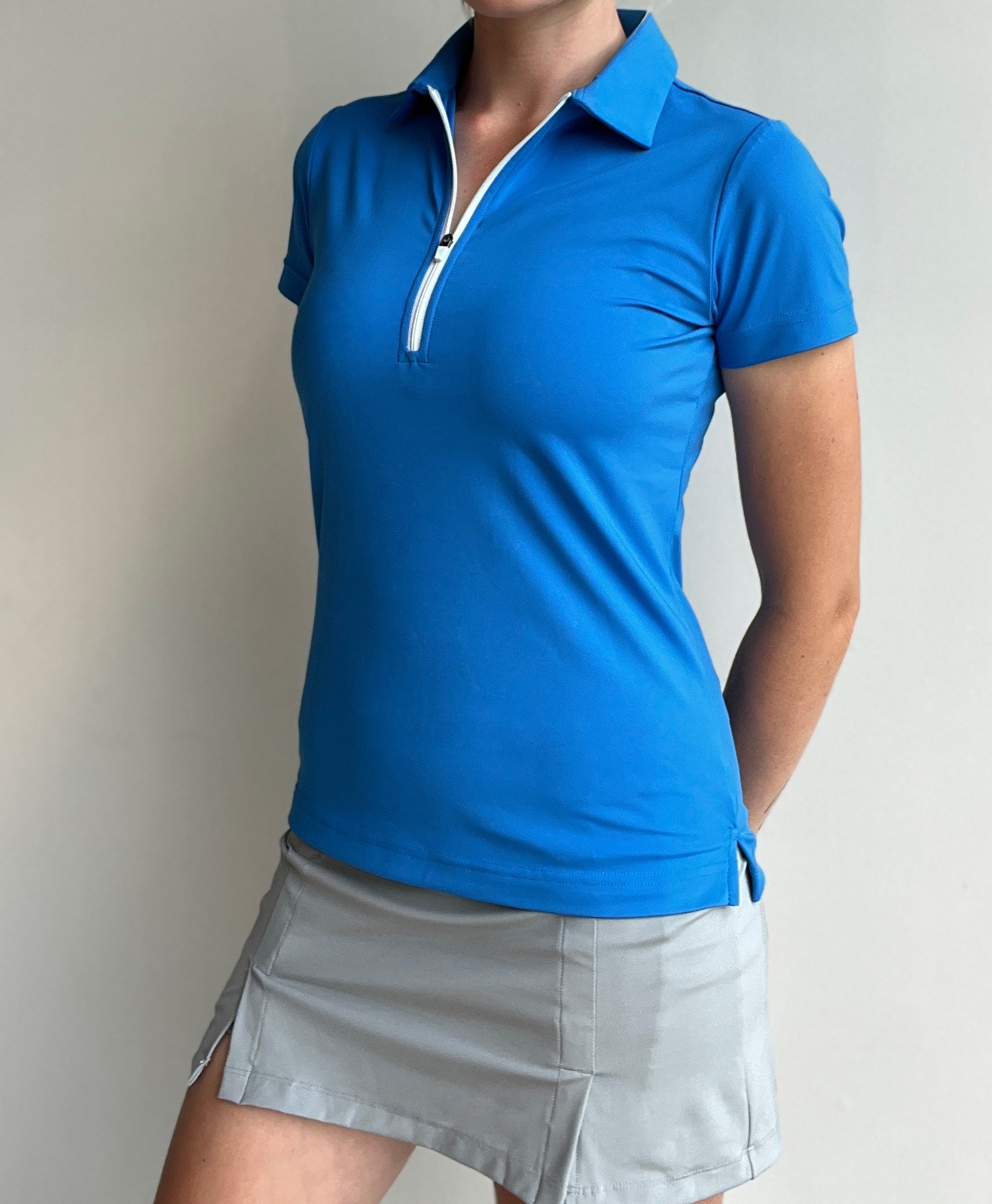 Zip up 2025 polo shirt womens